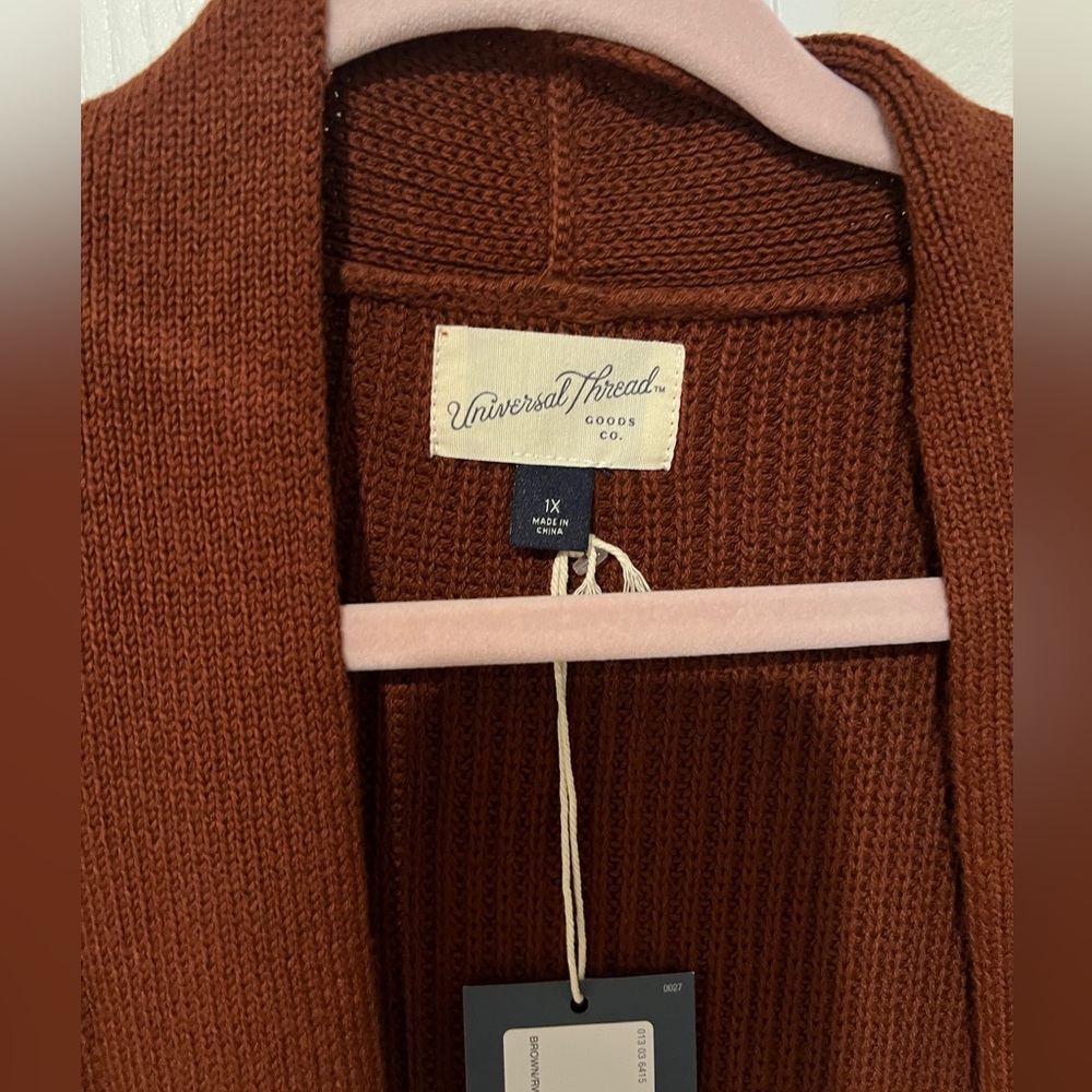 Open-Front Rust Cardigan Sweater - Picture 3 of 5